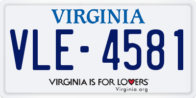 VA license plate VLE4581