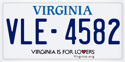 VA license plate VLE4582