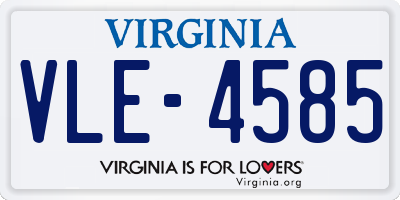 VA license plate VLE4585