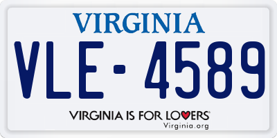 VA license plate VLE4589