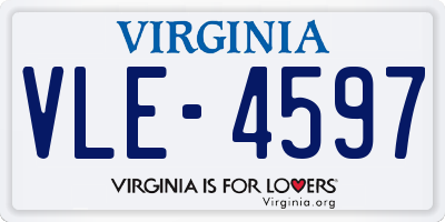 VA license plate VLE4597