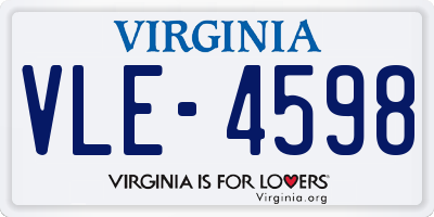 VA license plate VLE4598