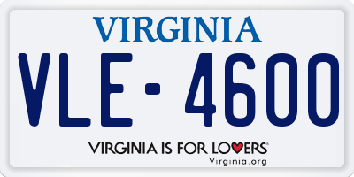VA license plate VLE4600