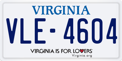 VA license plate VLE4604