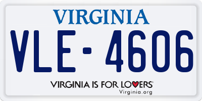 VA license plate VLE4606
