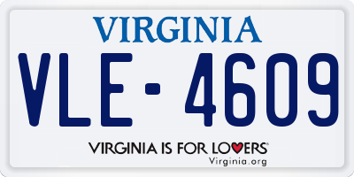 VA license plate VLE4609