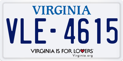 VA license plate VLE4615