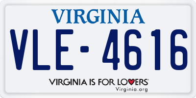 VA license plate VLE4616