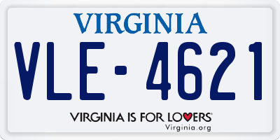 VA license plate VLE4621