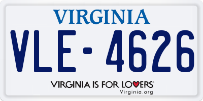 VA license plate VLE4626