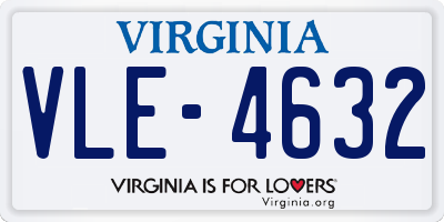 VA license plate VLE4632