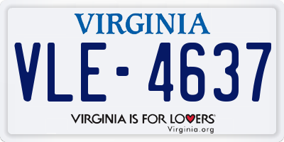 VA license plate VLE4637