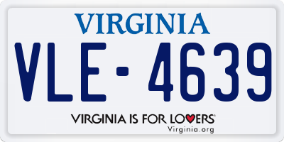 VA license plate VLE4639