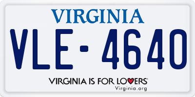 VA license plate VLE4640