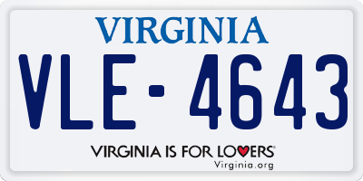 VA license plate VLE4643