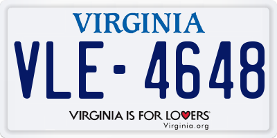 VA license plate VLE4648