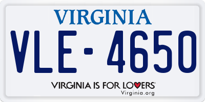VA license plate VLE4650