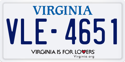 VA license plate VLE4651