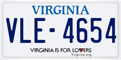 VA license plate VLE4654