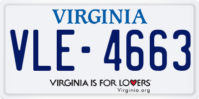 VA license plate VLE4663