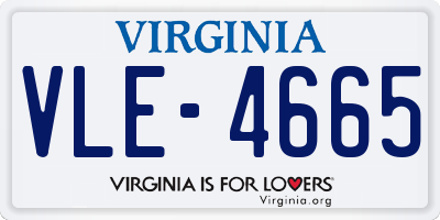 VA license plate VLE4665