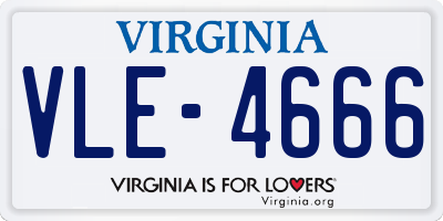 VA license plate VLE4666