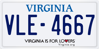 VA license plate VLE4667