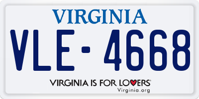 VA license plate VLE4668