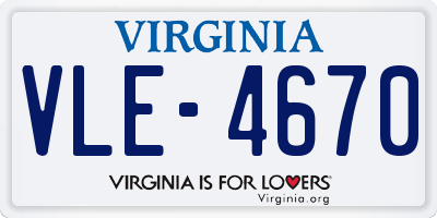 VA license plate VLE4670