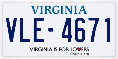 VA license plate VLE4671
