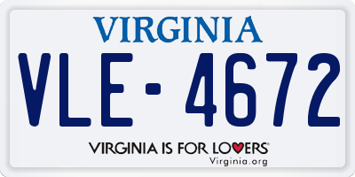 VA license plate VLE4672