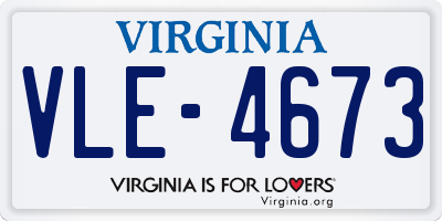 VA license plate VLE4673