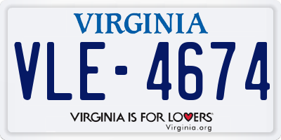 VA license plate VLE4674