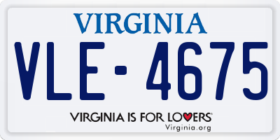 VA license plate VLE4675
