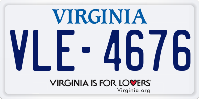 VA license plate VLE4676