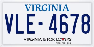 VA license plate VLE4678