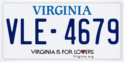 VA license plate VLE4679