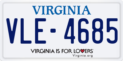 VA license plate VLE4685