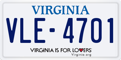 VA license plate VLE4701