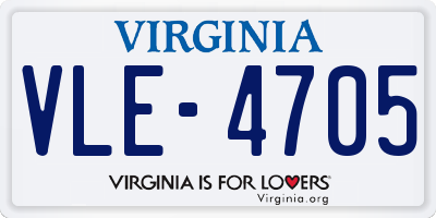 VA license plate VLE4705