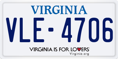 VA license plate VLE4706