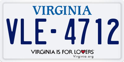 VA license plate VLE4712