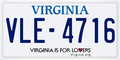 VA license plate VLE4716