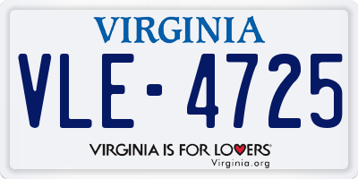 VA license plate VLE4725