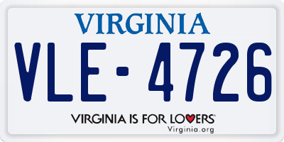 VA license plate VLE4726
