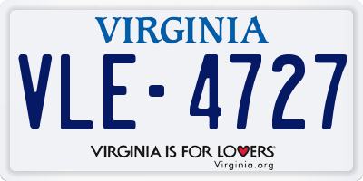 VA license plate VLE4727