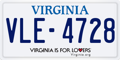 VA license plate VLE4728