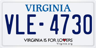 VA license plate VLE4730