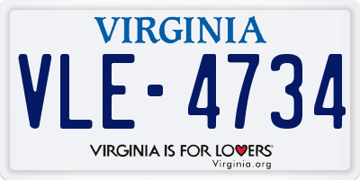 VA license plate VLE4734
