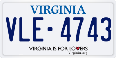 VA license plate VLE4743